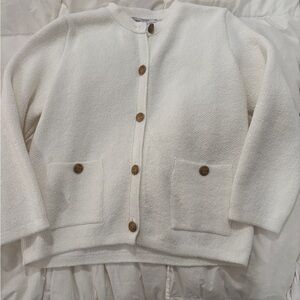 Zara Cream Textured Cardigan